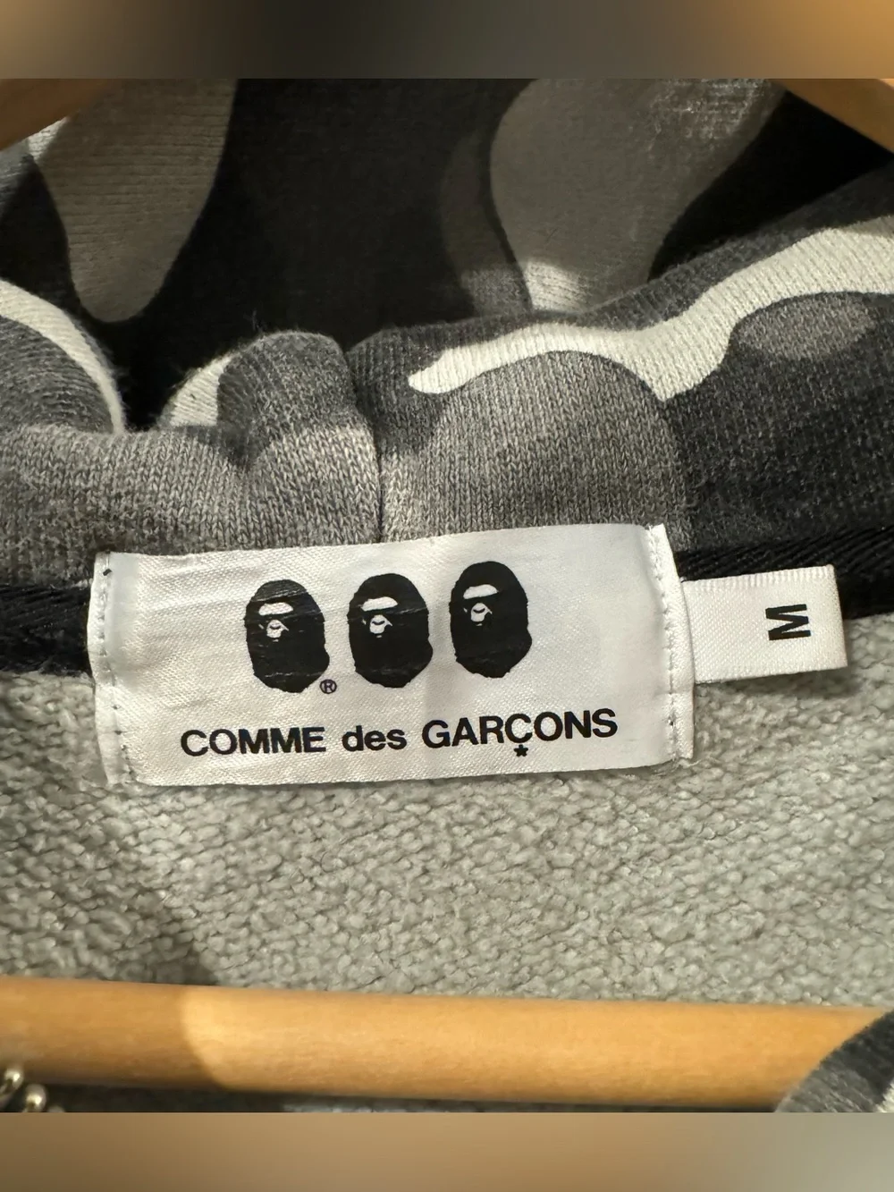 Bape x CDG Osaka Shark Comme des Garcons Black & Gray Camouflage Zip Hoodie